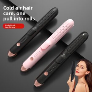 2-in-1 Hair Styler Curling Wand Straightener Negative lon Ceramic Plates Adjustable Temperature