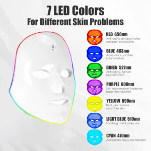LED Phototherapy Facial Beauty Mask - 7+1 Modes Portable Red Light Therapy for Face, Rechargeable Facial Skin Care Mask At Home and Travel