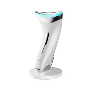 Electric Red Light Therapy for Face and Neck, 7 Color Facial Massager with Adjustable Vibration and Thermals for Wrinkles, Double Chin, Portable Skin Care Tool with Base.